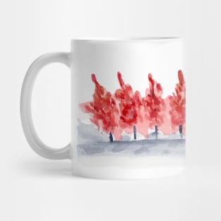 Row Of Fall Trees. Original Watercolor Painting Abstract Art Print Fine Art Print from Watercolor Painting Fall Trees Art Print Original Abstract Watercolor Mug